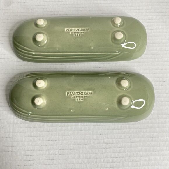 Pfaltzgraff Green Corn on the Cob Ceramic Footed Holder Dish Lot-2 - Picture 3 of 3